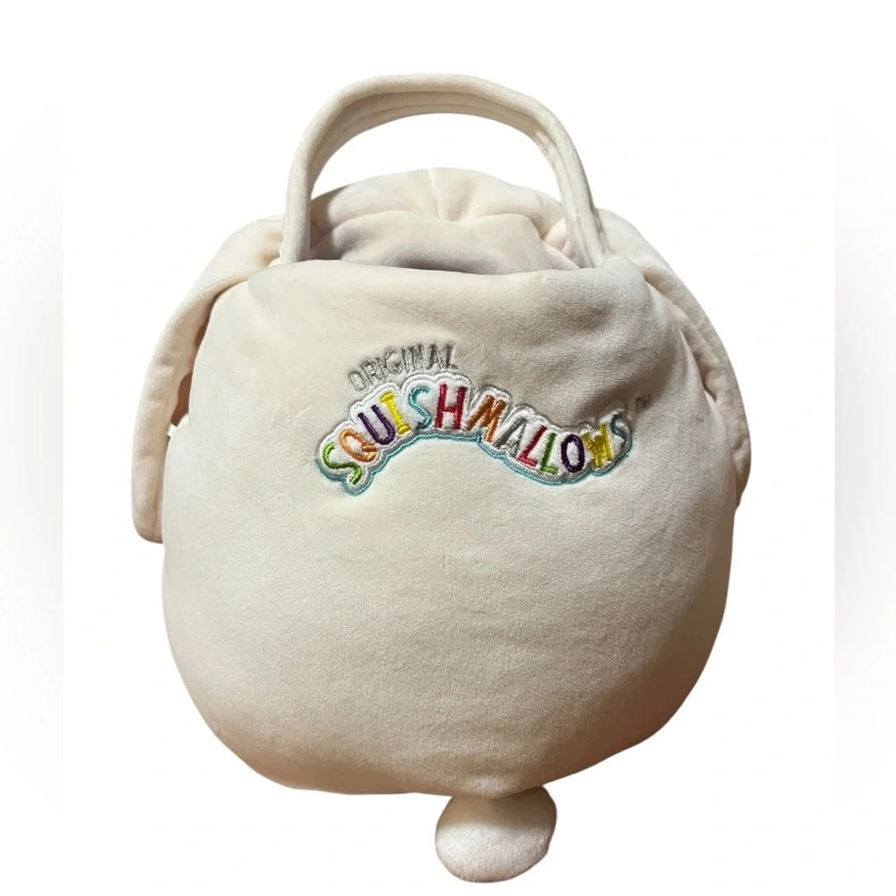 Squishmallows Bunny Plush Easter Basket Tote Cream Lavender Soft Handle